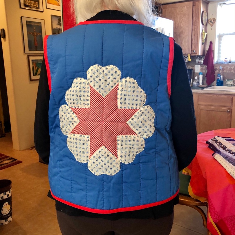 BOHO CHIC Vintage Hand Quilted Stars & Hearts Vest